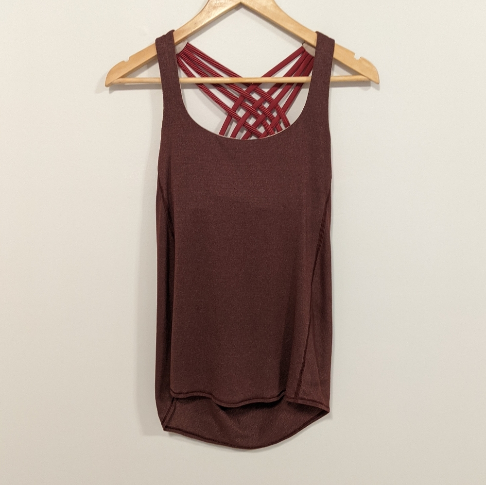 Lululemon Wild Tank Heathered Bordeaux Drama/Bon Bon Wee Stripe Bordeaux Drama 6 - Picture 8 of 16